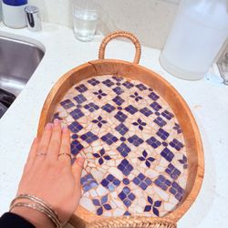 Wood Mosaic Tray 