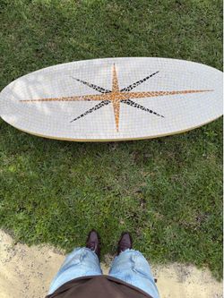 Mid-Century Mosaic Compass Coffee Table – Custom Statement Piece