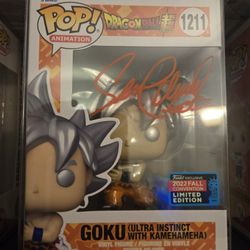 Funko Pop Ultra Instic Goku Signed By Voice Actor Sean Schemmel