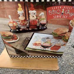 Seven-Piece BBQ Guys Serve Set," Set Masters of the Grill BBQ Chefs NEW in Box