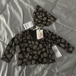 Jessica Simpson 3-6 Months Baby Top And Hat