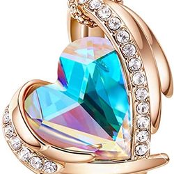 Love Heart Pendant Necklaces for Women Silver Tone Rose Gold Tone