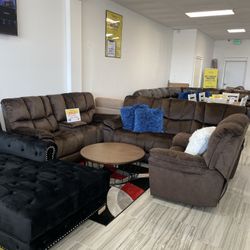 Barcelona Brown Loveseat And Sofa And Chair Set ONLY $1299!
