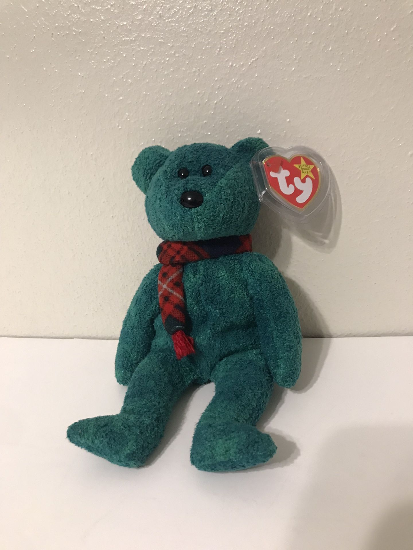 TY Beanie Baby 1999 Wallace The Scottish Bear PE Pellets w/ Swing Tag & Tush Tag
