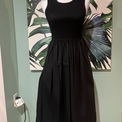 French Connection Smocked Fit And Flare Dress With Pockets