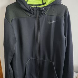 This is a Nike Men's Therma-FIT Full-Zip Fleece Hoodie in black