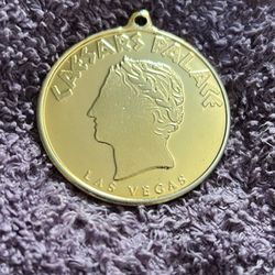 80's Caesers Palace LV 14k gold plated Casino Pendant