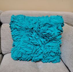 16" x 16" Turquoise Ruffle Decorative Accent Pillow