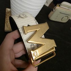 MCM Men's Claus Reversible Belt Buckle Gold Tone  