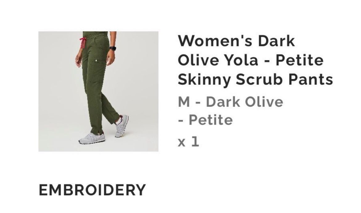FIGS Dark Olive PETITE scrub Pants