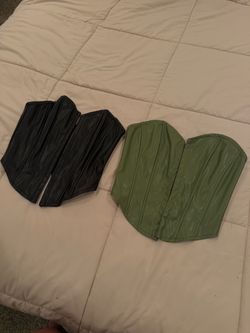Black & Green Leather Corsets