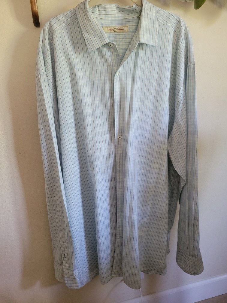 Tommy Bahama Shirt Mens XXLT Blue Multi Plaid Long Sleeve Button Up Cotton