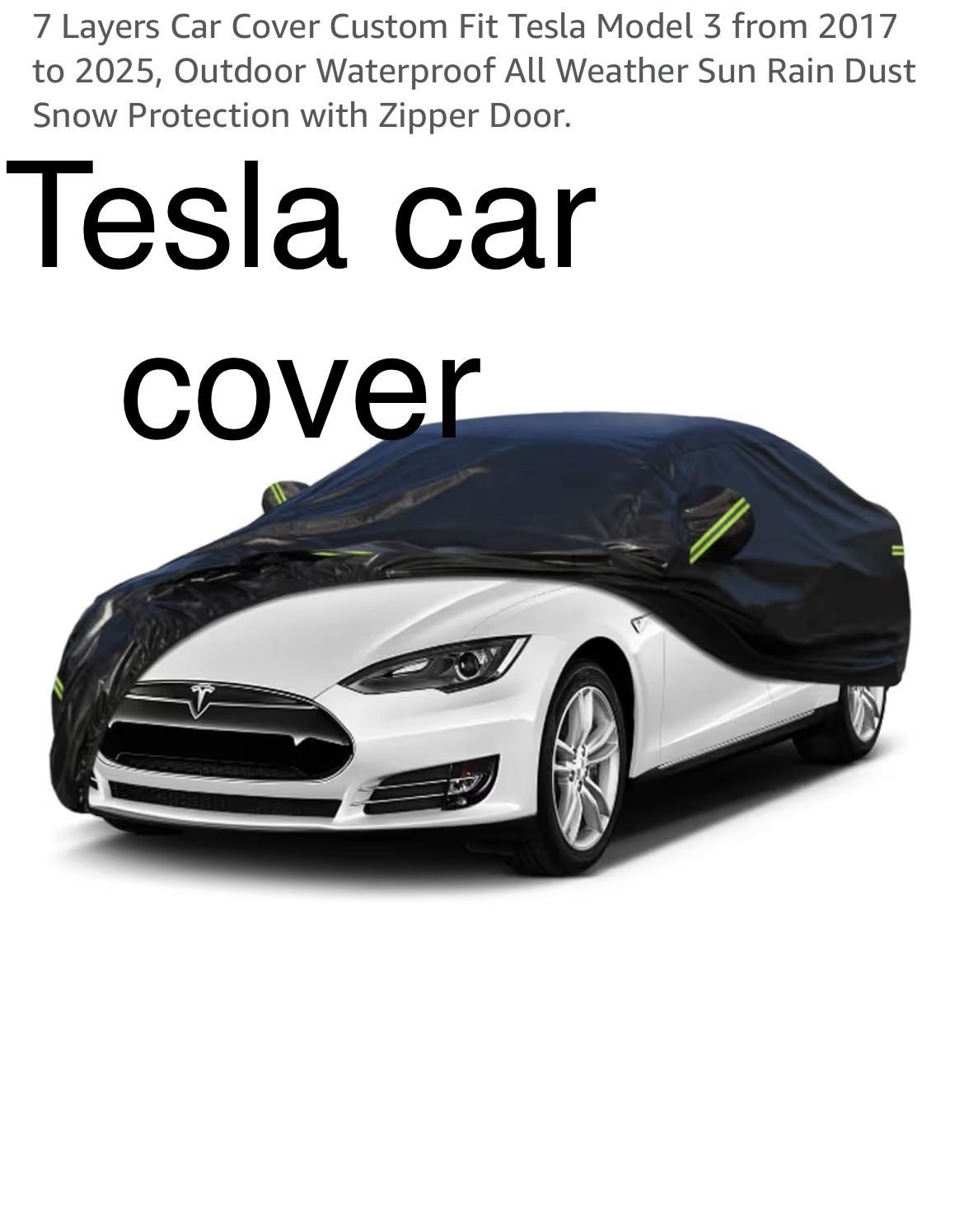 Black Car Cover Waterproof Fit All Tesla Model 3