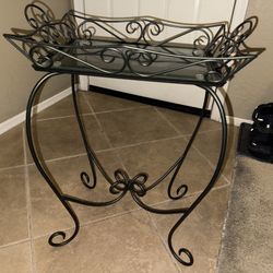 Party Lite Brand Iron & Glass Table Plant Stand 