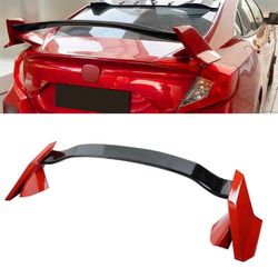 FOR 2016-21 HONDA CIVIC 4 DOOR SEDAN 2 TONE RED BLACK TYPE R STYLE SPOILER WING