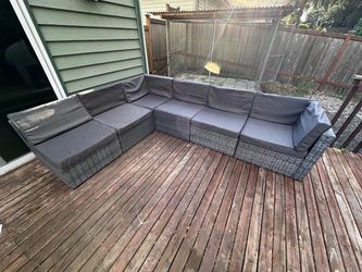 Outdoor Rattan Sectional Sofa with Cushions