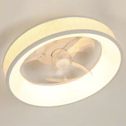 Tozing 18in Smart Indoor LED Low Profile Caged Fandelier Ceiling Fan