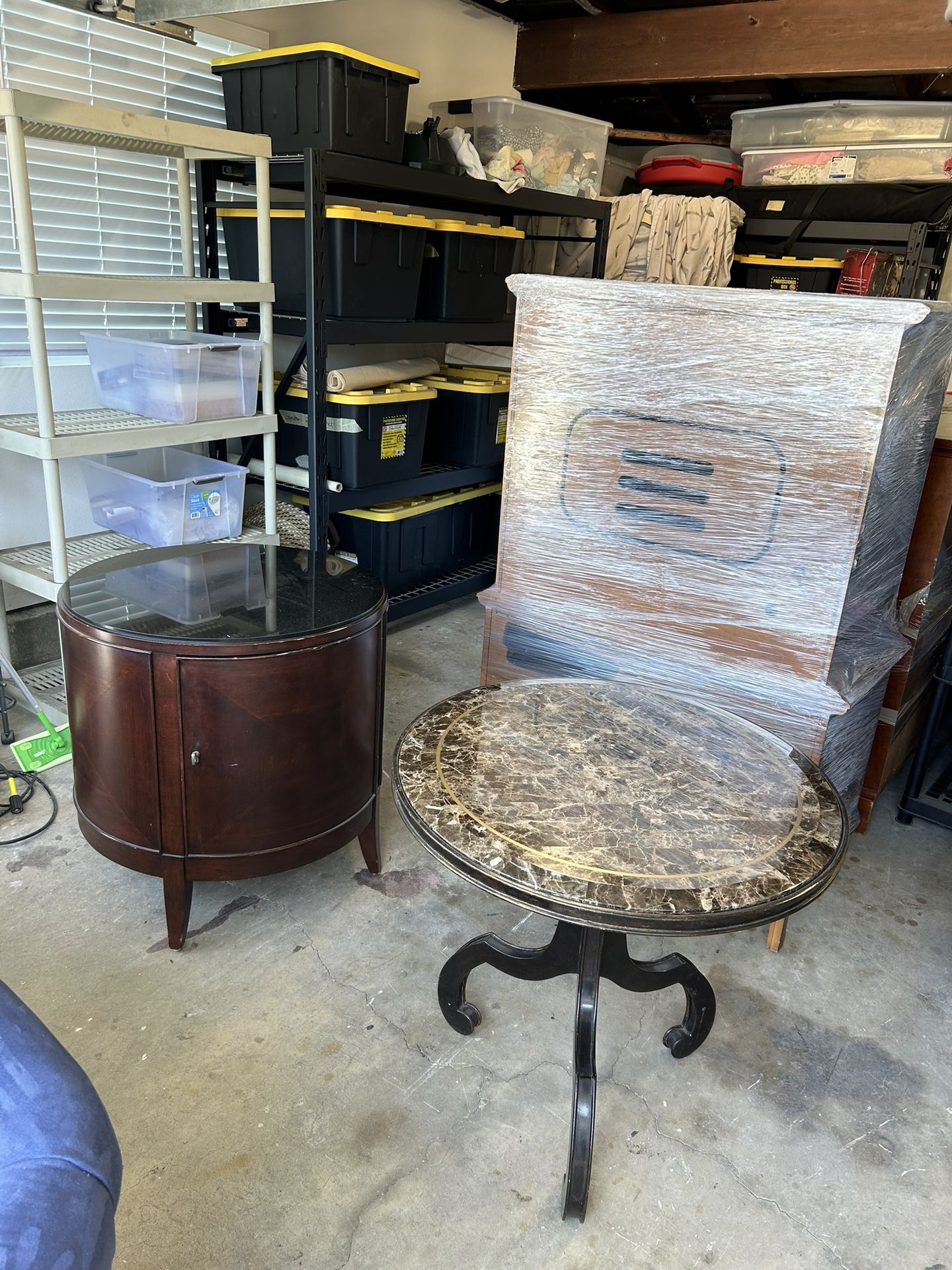 (2) Marble Top Side Tables