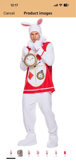 EraSpooky Adult Bunny Costume Men Halloween White Rabbit Mascot Suit