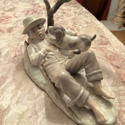 Zaphir Statue Of Boy Sleeping With His Dog