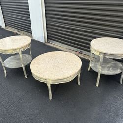 Marble Top End Tables And Coffee Table