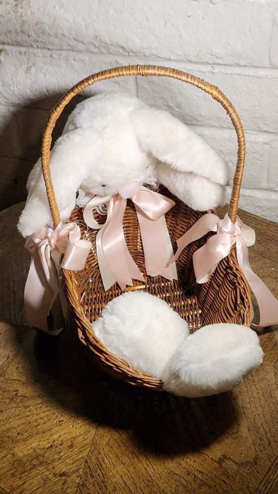 Vtg 50s Easter Egg Bunny Basket