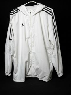 White Adidas trio 21 soccer/ football windbreaker