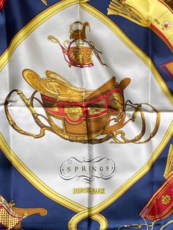 UNUSED HERMES SPRINGS Carre 90 Multicolor Silk 100% Scarf .