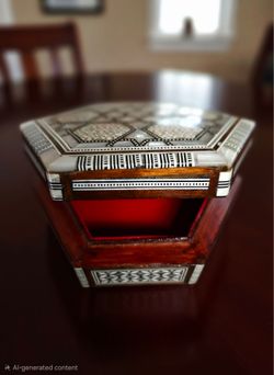 Vintage Egyptian marquetry jewelry box Handcrafted In Mother of Pearls &Abalone