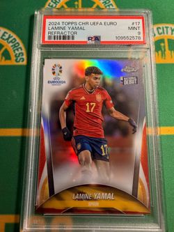 2024 Topps CHR UEFA EURO #17 Lamine Yamal Refractor PSA 9