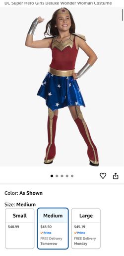 DC Super Hero Girls Deluxe Wonder Woman Costume girls size 8-10 Halloween costume