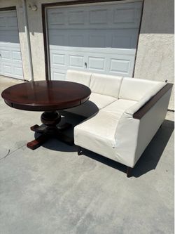 Breakfast nook table and leather style sectional