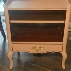 Vintage Pink Side Table / Nightstand/Storage Shelf