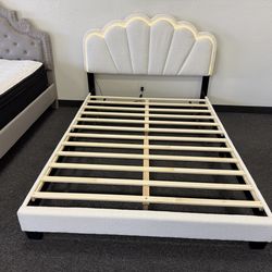 Queen platform bed frame with LED lights