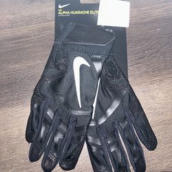 🔥NEW SZ LARGE Nike Alpha Huarache Elite Baseball Batting Gloves Black Unisex NWT