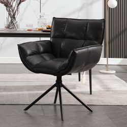 Faux Leather Upholstered Swivel Armchair Accent Home Office Chair