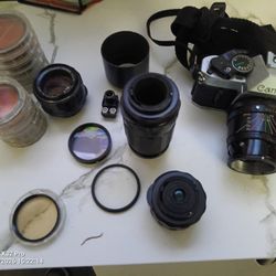 Canon AE-1 Camera Asahi Takurmar Lenses 