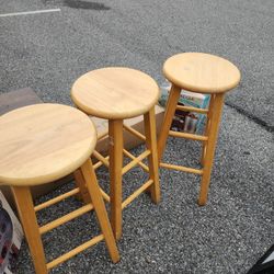 Wooden Bar Stools 29" Tall (Set of 3)