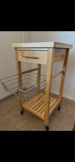 Wooden Kitchen Cart w/Rollers