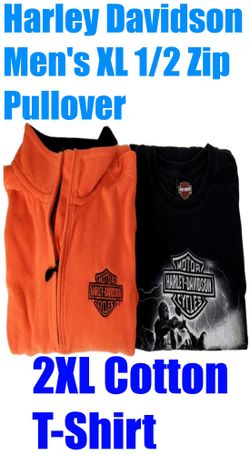 Harley Davidson Men's XL 1/2 Zip Pullover Fleece XXL Skull T-Shirt Cotton Black