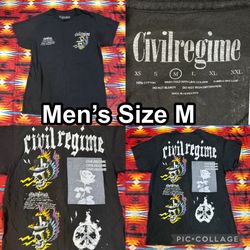 Civil Regime Skull & Rose Graphic Black T-Shirt Men’s Size Medium