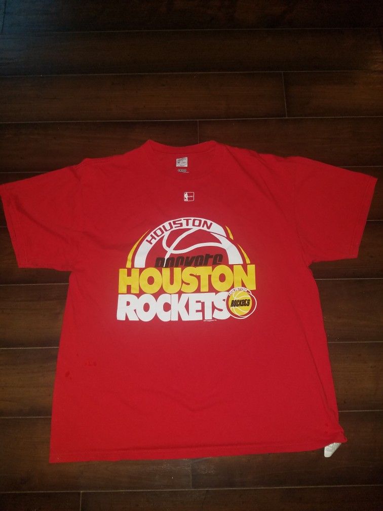 Houston Rocket's Hard Wood Classic Vintage Throwback T-Shitt Red SIze XL