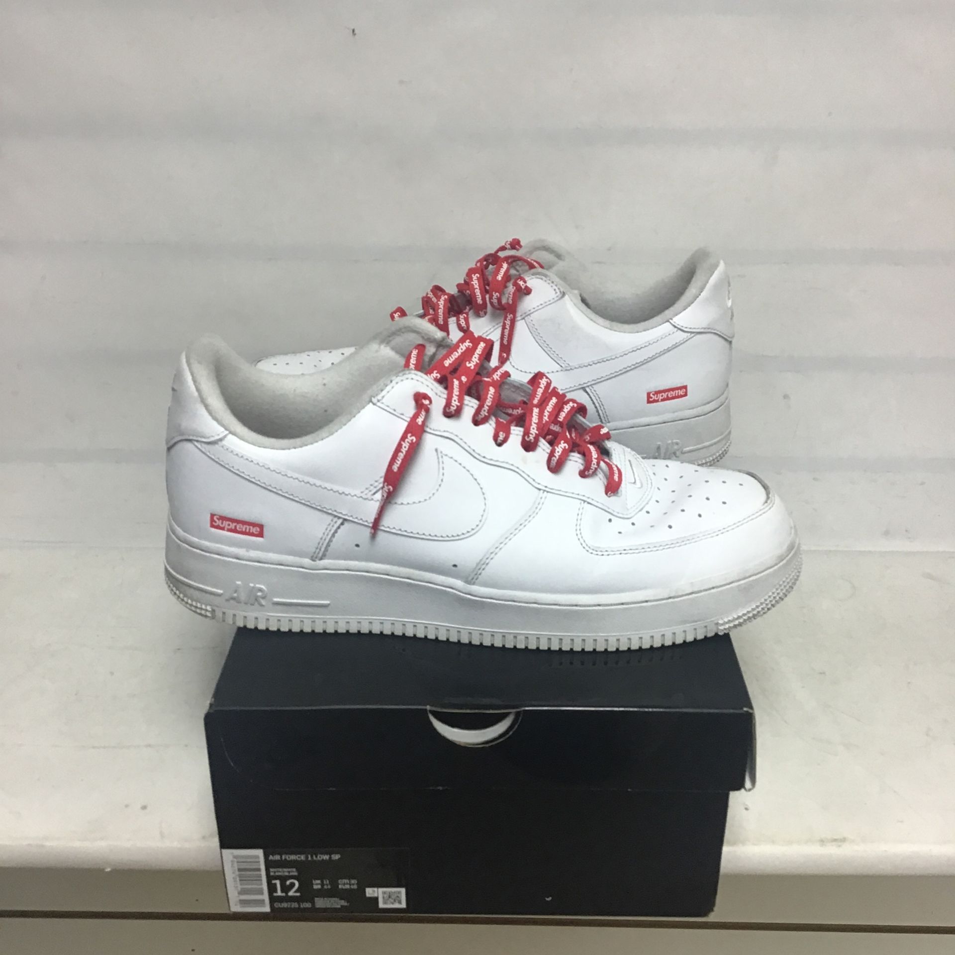 Size 12 Nike Air Force X Supreme Low Box Logo White With