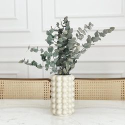 YANWE1 Stylish Ceramic Bubble Flower Vase, 8.5” H.  Color: Beige.