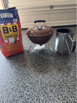 Weber Smokey Joe 14” charcoal grill, chimney, charcoal included