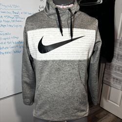 Nike Dri Fit Mens Size Large Pullover Hoodie Grey BIG Center SWOOSH Canvas