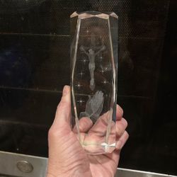 Etched Glass Paperweights With Lighted Stand