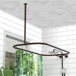 5988: New Shower Curtain Rod Hoop Square Shape Bathroom Heavy Duty No Rust Oval Shower Rod 58.3"x24" for Clawfoot Tub for Free Standing Tubs Bronze
