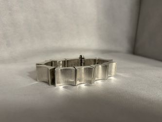 A.P VINTAGE MEXICO STERLING SILVER HEAVY BRUTALIST BRACELET