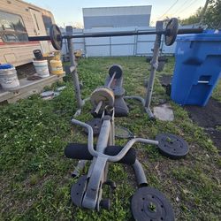 Weider Bench Press w/ Barbell & Weights